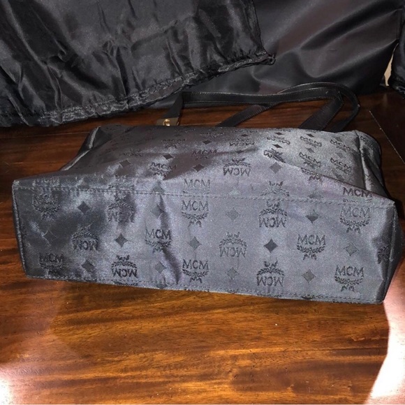 WMCM Black and Gold Monogram Shoulder Bag with Top Zipper Closure German - Picture 14 of 17